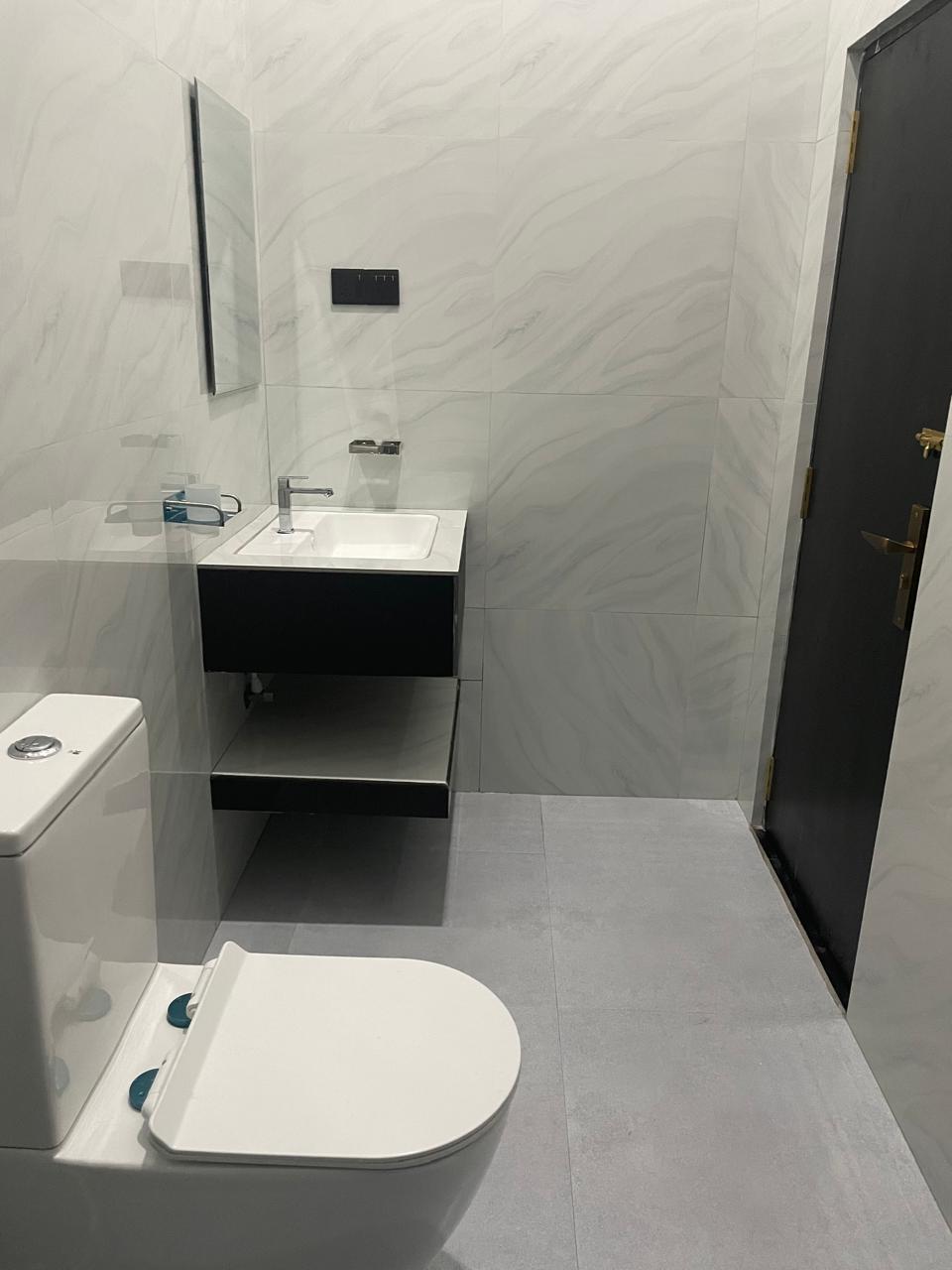 Modern bathroom with hot water